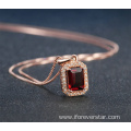 925 Sterling Silver Rose Gold Ruby Necklace Pendant